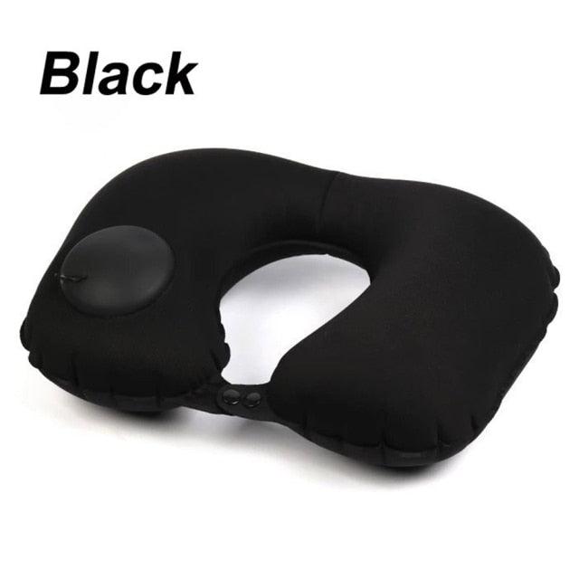 Portable U-Shape Inflatable Travel Pillow Car Head Rest Air Cushion for Travel Office Nap Head Rest Air Cushion Neck Pillow  Inflatable Travel Neck Pillows Hand Press U-Shaped Headrest Cushion Compressible Ergonomic Inflating Pillows for Neck Support