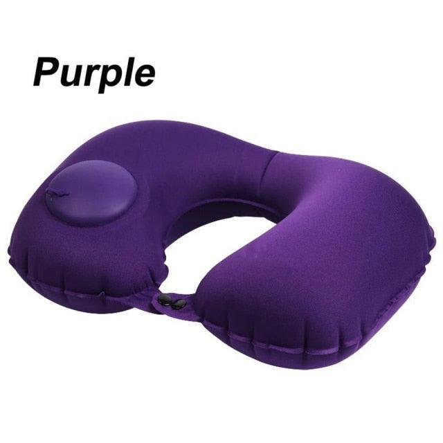 Portable U-Shape Inflatable Travel Pillow Car Head Rest Air Cushion for Travel Office Nap Head Rest Air Cushion Neck Pillow  Inflatable Travel Neck Pillows Hand Press U-Shaped Headrest Cushion Compressible Ergonomic Inflating Pillows for Neck Support