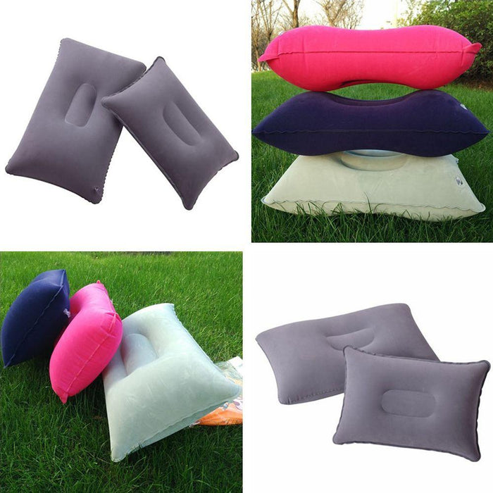 Portable Ultralight Inflatable Pillow PVC Nylon Air Pillow Sleep Cushion Travel Bedroom Hiking Beach Car Plane Head Rest Support Convenient Ultralight Inflatable Air Pillow Sleep Cushion Travel Bedroom Hiking Beach Car Plane