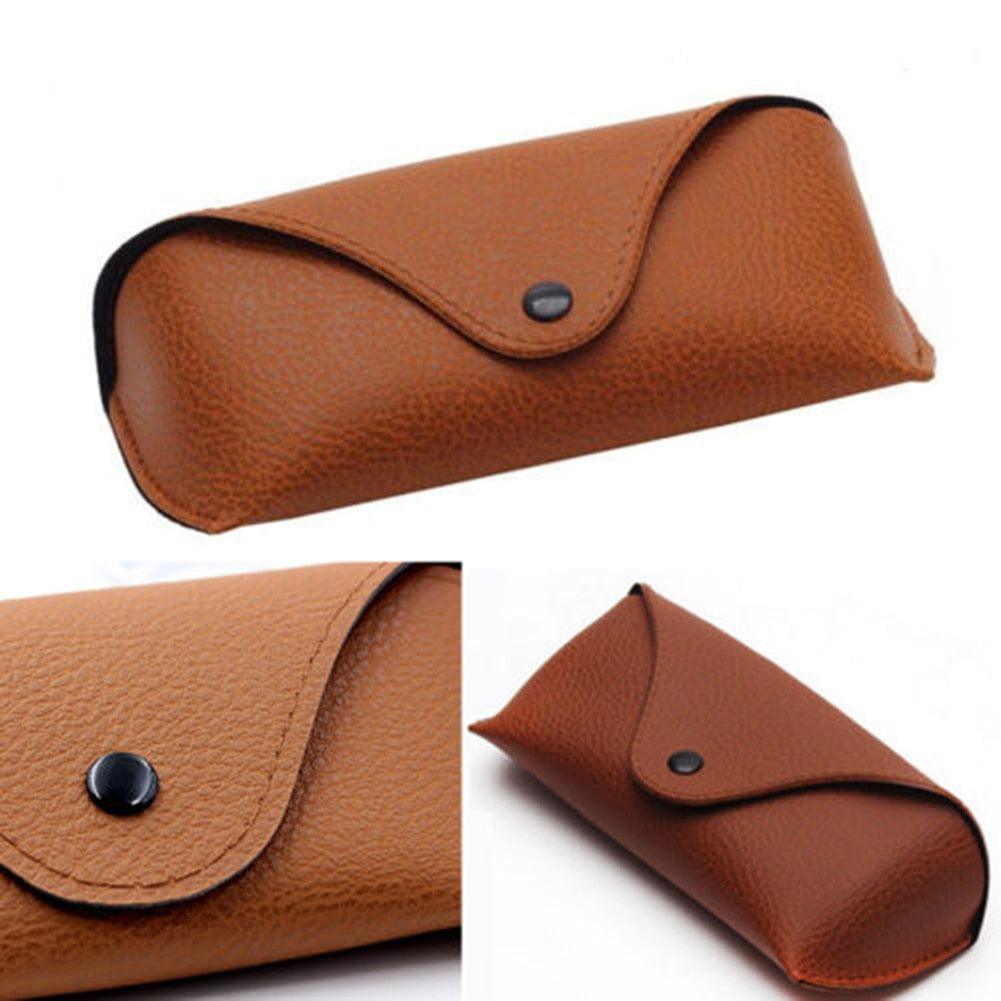 Portable Unisex Faux Leather Eye Glasses Sunglasses Holder Box Case Cover Glasses Holder Leather Eyeglasses Cases Portable PU Leather Glasses Cases Soft Sunglasses Pouch Cases For Mens