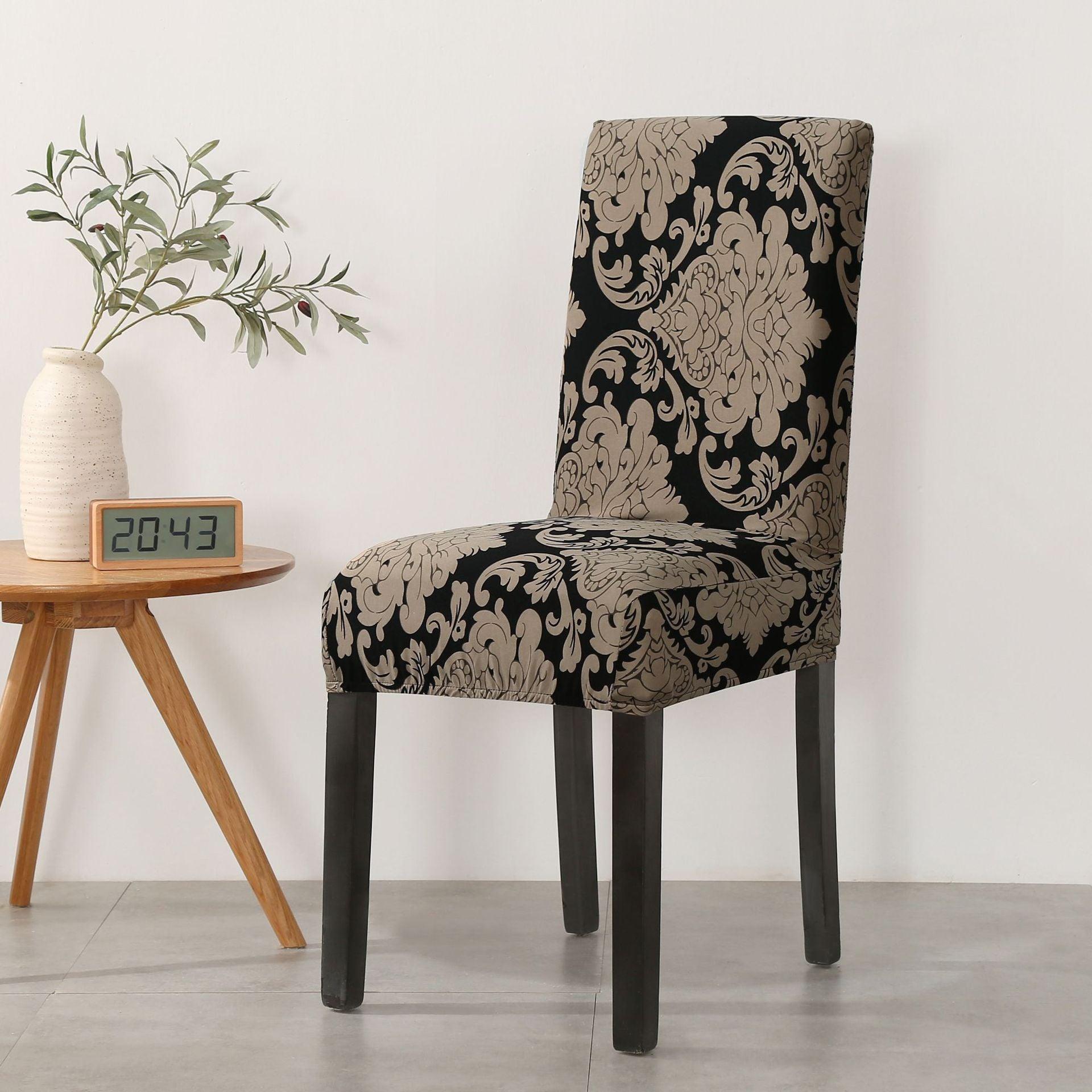 Print Pattened Dining Chair Cover Spandex Elastic Chair Slipcover Stretch Case For Chairs Wedding Hotel Banquet  Fit Stretch Short Dining Room Chair Covers with Printed Pattern Banquet Chair Seat Protector Slipcover For Home Party Hotel Wedding Ceremony