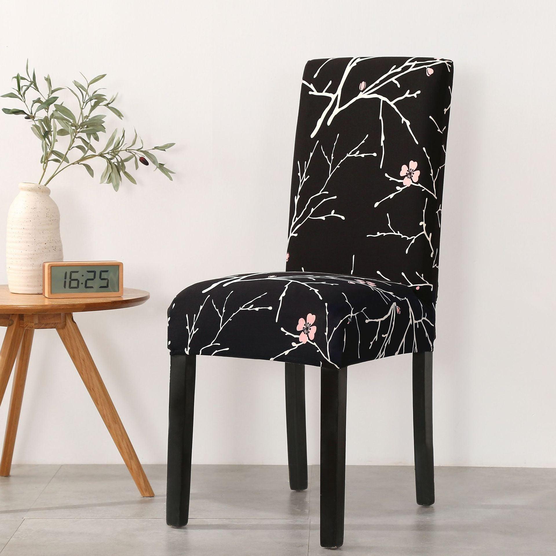 Print Pattened Dining Chair Cover Spandex Elastic Chair Slipcover Stretch Case For Chairs Wedding Hotel Banquet  Fit Stretch Short Dining Room Chair Covers with Printed Pattern Banquet Chair Seat Protector Slipcover For Home Party Hotel Wedding Ceremony