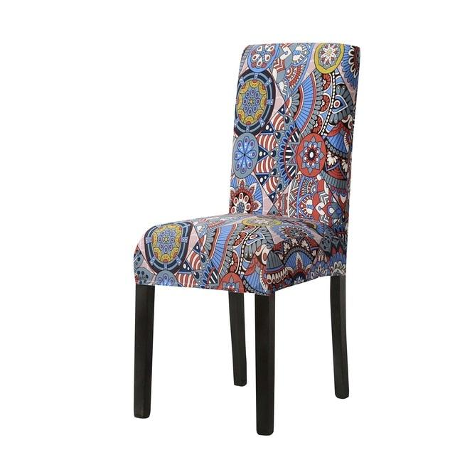 Print Pattened Dining Chair Cover Spandex Elastic Chair Slipcover Stretch Case For Chairs Wedding Hotel Banquet  Fit Stretch Short Dining Room Chair Covers with Printed Pattern Banquet Chair Seat Protector Slipcover For Home Party Hotel Wedding Ceremony