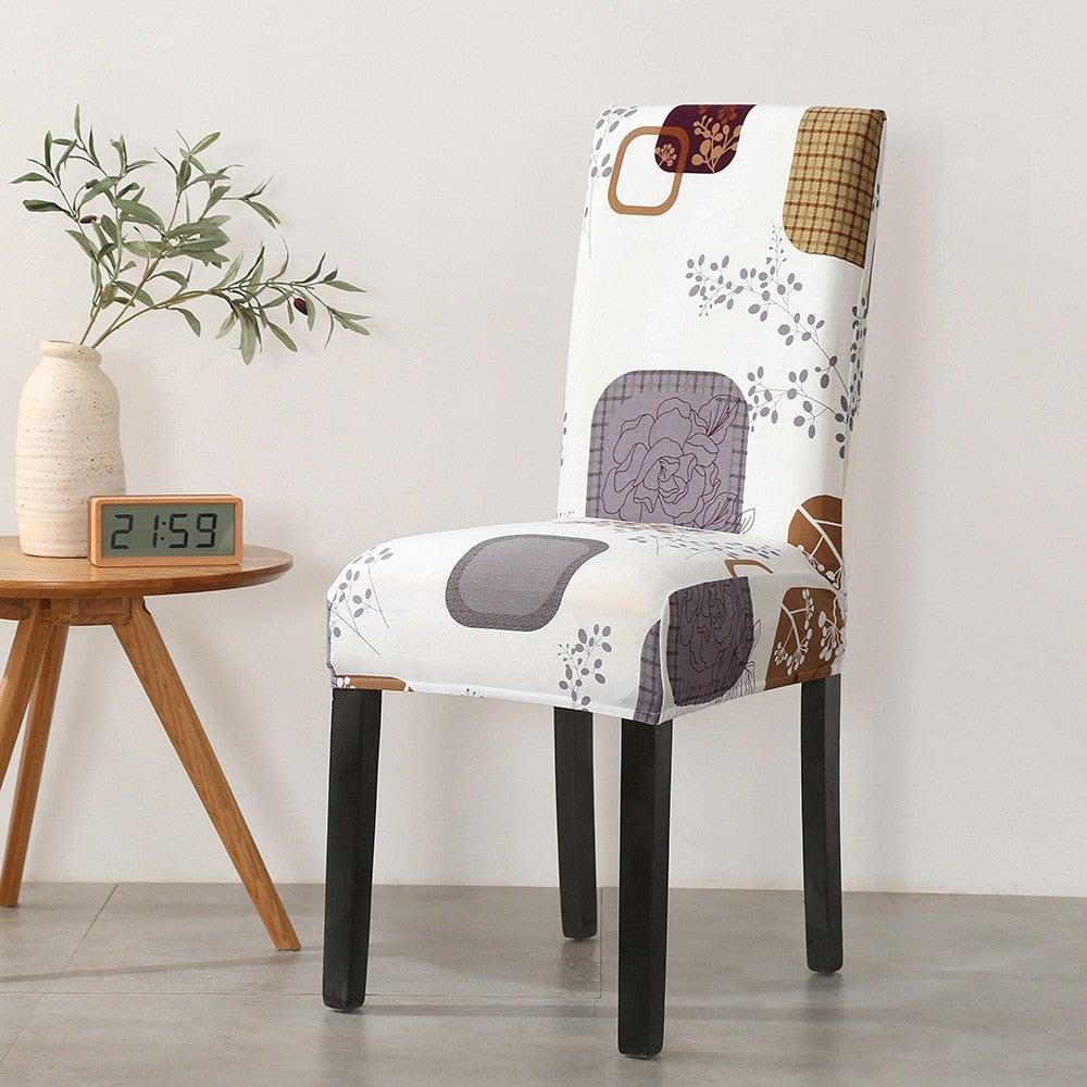 Print Pattened Dining Chair Cover Spandex Elastic Chair Slipcover Stretch Case For Chairs Wedding Hotel Banquet  Fit Stretch Short Dining Room Chair Covers with Printed Pattern Banquet Chair Seat Protector Slipcover For Home Party Hotel Wedding Ceremony