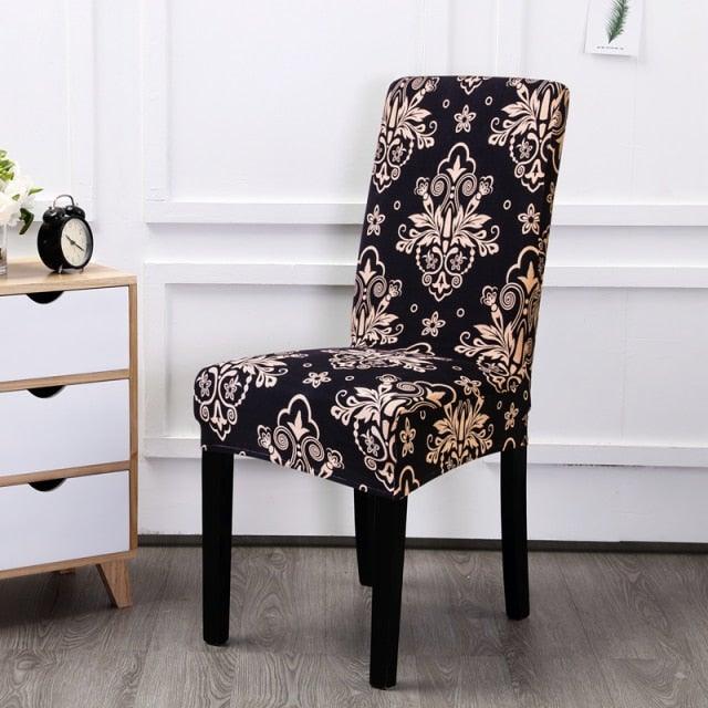 Printed Chair Cover Spandex Stretch Durable Soft Seat Chair Covers Slipcovers for Kitchen Dining Room Wedding Banquet Hotel  Chair Covers for Dining Room Stretch Spandex Removable Washable Anti-dust Seat Slipcover  Protector for Hotel Office Ceremony