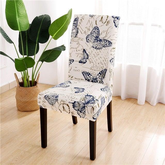 Printed Chair Cover Spandex Stretch Durable Soft Seat Chair Covers Slipcovers for Kitchen Dining Room Wedding Banquet Hotel  Chair Covers for Dining Room Stretch Spandex Removable Washable Anti-dust Seat Slipcover  Protector for Hotel Office Ceremony