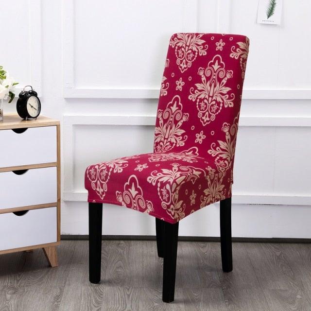 Printed Chair Cover Spandex Stretch Durable Soft Seat Chair Covers Slipcovers for Kitchen Dining Room Wedding Banquet Hotel  Chair Covers for Dining Room Stretch Spandex Removable Washable Anti-dust Seat Slipcover  Protector for Hotel Office Ceremony