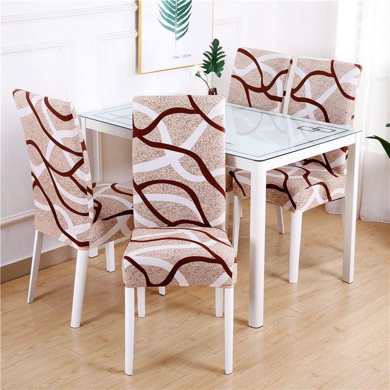 Printed Chair Cover Spandex Stretch Durable Soft Seat Chair Covers Slipcovers for Kitchen Dining Room Wedding Banquet Hotel  Chair Covers for Dining Room Stretch Spandex Removable Washable Anti-dust Seat Slipcover  Protector for Hotel Office Ceremony