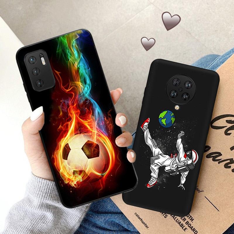 Printed Design Class Shockproof Silicone Cover For Xiaomi Redmi Note 11 Pro 10 5G 9 9s 8 7 9T 8T Astronaut Football Soft Black Phone Case For Redmi 10 9 9a 9c 9T 8 8A 7A Cover