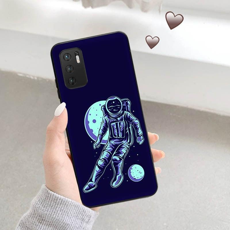 Printed Design Class Shockproof Silicone Cover For Xiaomi Redmi Note 11 Pro 10 5G 9 9s 8 7 9T 8T Astronaut Football Soft Black Phone Case For Redmi 10 9 9a 9c 9T 8 8A 7A Cover