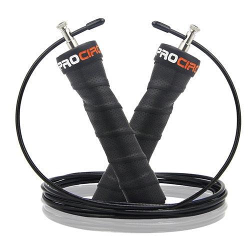 Pro Speed Jump Rope Sweatband Handles Adjustable With Ball Bearings Workout Weight Jump Rope Steel Fast Speed Clip Steel Cable Training Grip Handle With Metal Removable Double Skipping Fitness Training