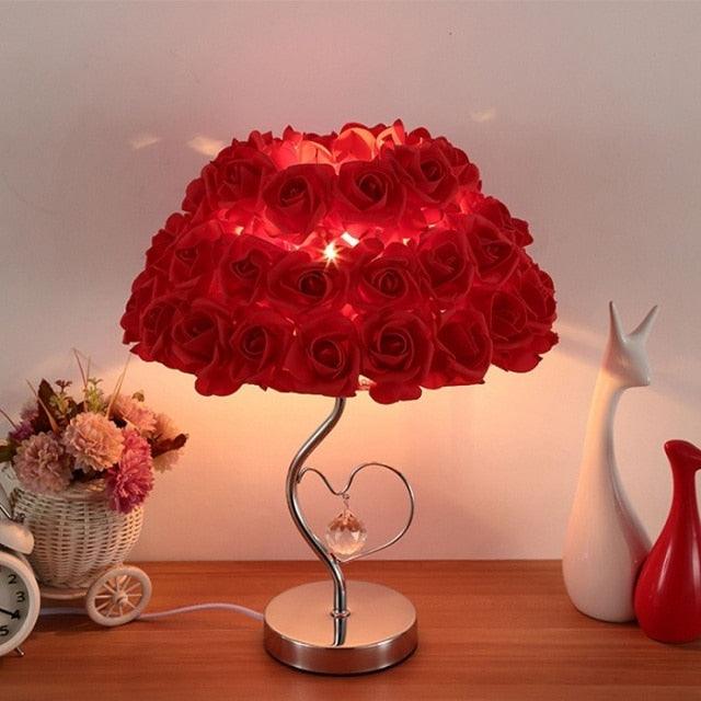 Modern Wedding Decoration Table Lamp Valentine's Day Gift marriage Bedroom Bedside Desk Lamp Creative Roses Flower Light Decorative Table Lamp Cute Study Lamps for Bedroom Décor