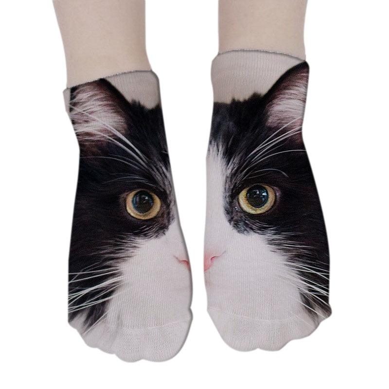 New Design 3D Printed Women Winter Christmas Socks Funny Creative Pet Cat Face Unisex Cotton Ankle Socks Children Gift Animal Lover Socks For Men And Women