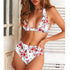 Beautiful Multicolored Women High Waist Bikini Swimwear Women Halter Push Up Bikini Set Swimsuit Women's Flower Print Bikini High Waist Beach Swimsuits Sporty Two Piece Bathing Suit Female Beach Wear Bathing Suit