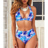 Beautiful Multicolored Women High Waist Bikini Swimwear Women Halter Push Up Bikini Set Swimsuit Women's Flower Print Bikini High Waist Beach Swimsuits Sporty Two Piece Bathing Suit Female Beach Wear Bathing Suit