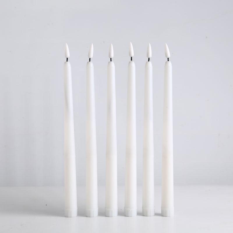 Pack of 12 Yellow Flickering Remote LED Candles Plastic Flameless Remote Taper Candles Flameless Ivory Taper Candles Flickering Battery Operated Led Warm 3D Wick Light Window Candles Real Led For Dinner Party Decoration