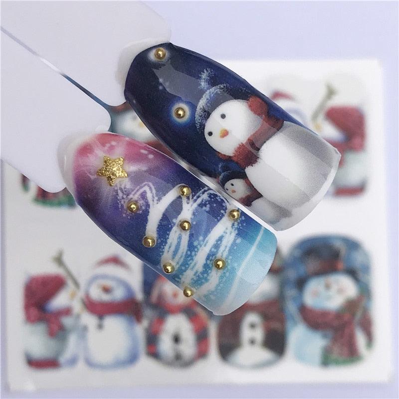 New Christmas Water Decal Nail Art Nail sticker New Year Slider Tattoo Full Cover Santa Claus Snowman Designs Xmas Decals 3D Wave Design Decoration for Women Girls Tape Nail Art Stickers Decal Decoration  Nail Art Accessories Decoration Decal