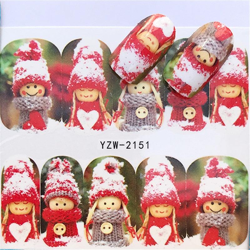 New Christmas Water Decal Nail Art Nail sticker New Year Slider Tattoo Full Cover Santa Claus Snowman Designs Xmas Decals 3D Wave Design Decoration for Women Girls Tape Nail Art Stickers Decal Decoration  Nail Art Accessories Decoration Decal