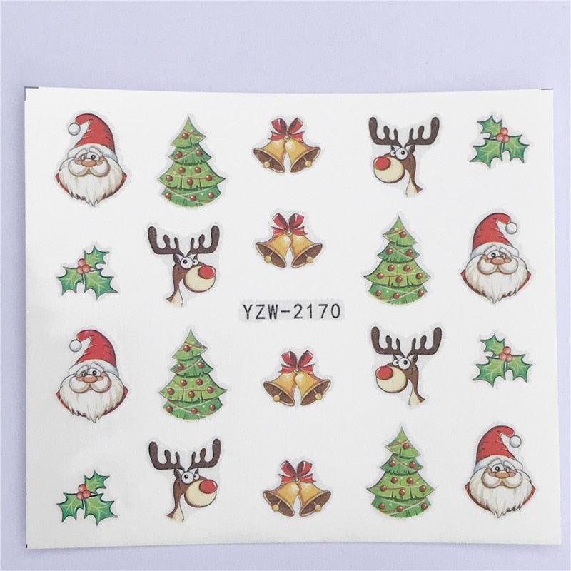 New Christmas Water Decal Nail Art Nail sticker New Year Slider Tattoo Full Cover Santa Claus Snowman Designs Xmas Decals 3D Wave Design Decoration for Women Girls Tape Nail Art Stickers Decal Decoration  Nail Art Accessories Decoration Decal