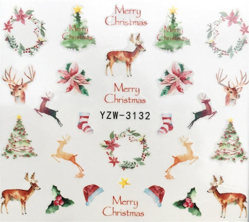 New Christmas Water Decal Nail Art Nail sticker New Year Slider Tattoo Full Cover Santa Claus Snowman Designs Xmas Decals 3D Wave Design Decoration for Women Girls Tape Nail Art Stickers Decal Decoration  Nail Art Accessories Decoration Decal