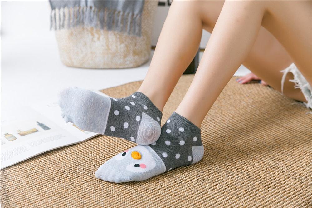 New Fashion Funny Cartoon Egg Socks Cute Girls' Happy Animal Fruit Foods Short Socks Penguin Fried Omelette Strawberry Pineapple Printed Unisex Socks For Men And Women