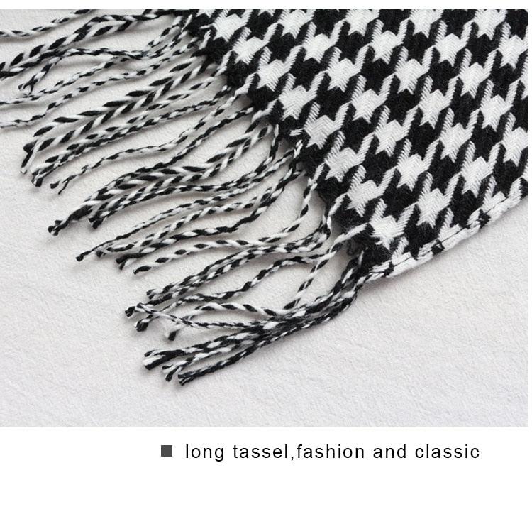 Fashion Winter Long Soft Thick Warm Winter Scarves Lightweight Lady Cashmere Head Wrap Hijab Shawls Elegant White Black Scarf With Tassel For Women