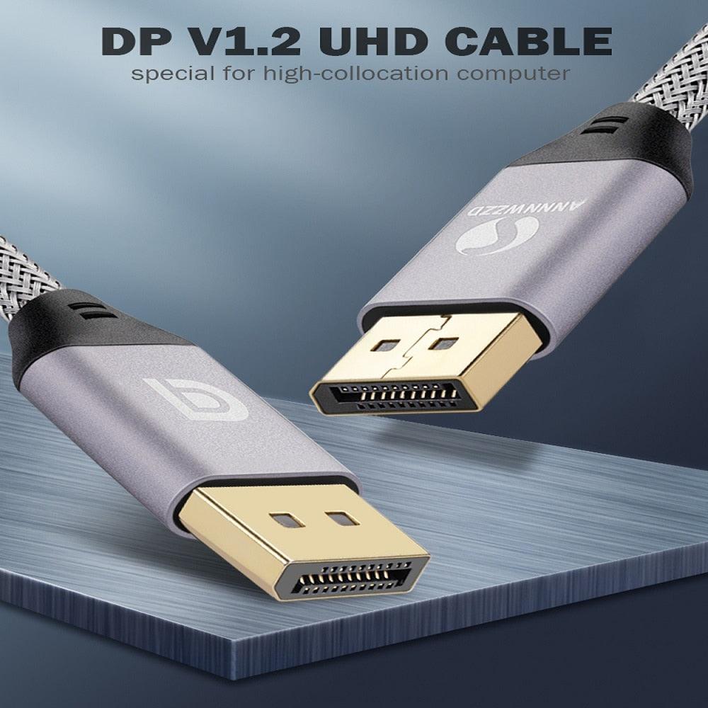 Display Port Cable 144Hz Braided Display Port Cable 1.2 4K 60Hz HD 3D Cable High Speed DisplayPort Cord Compatible For HDTV Graphics Card Projector Gaming Monitor