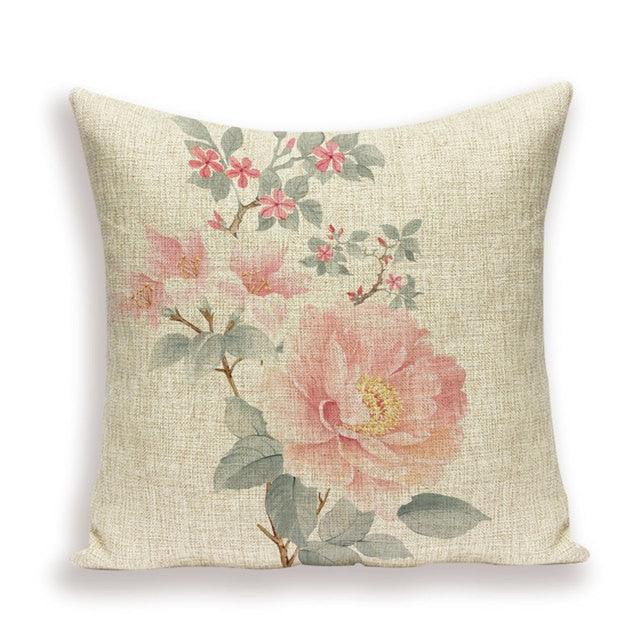 Decorative Plant Flower Throw Pillow Cover Soft Linen Cushion Cover For Living Room Couch Sofa Patio Outdoor Home Decor  Decorative Plant Flower Throw Pillow Covers For Couch Sofa Bed Modern Quality Design Cushion Cover 45x45cm