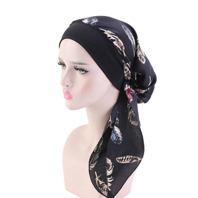 Fashion Printed Flowers Soft Beanie Turban Hat Inner Hijabs Cap Muslim Head Scarf Turban Bonnet Ladies Wrap Under Hijab Caps For Women