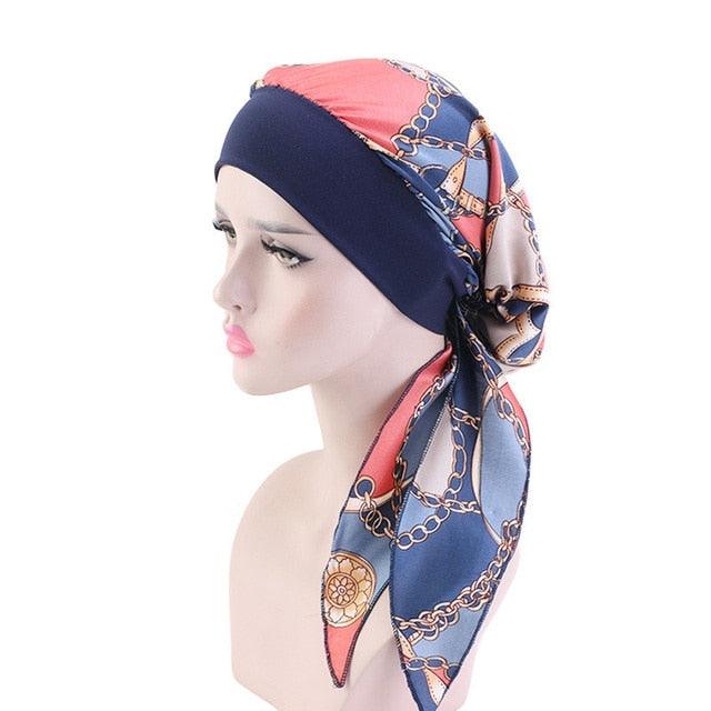 Fashion Printed Flowers Soft Beanie Turban Hat Inner Hijabs Cap Muslim Head Scarf Turban Bonnet Ladies Wrap Under Hijab Caps For Women