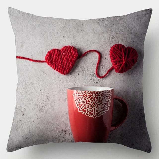 Valentines Day Red Heart And Flowers Pillow Cover Decorative Cushion Case Home Decor Sofa Couch Bedroom Car Flower Pillow Covers Love Pillow Covers Decorative Linen Square Throw Pillow Covers Couple Cushion Cases Home Decor for Sofa Bedroom Car  45x45cm