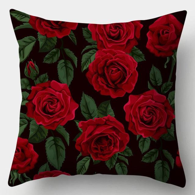 Valentines Day Red Heart And Flowers Pillow Cover Decorative Cushion Case Home Decor Sofa Couch Bedroom Car Flower Pillow Covers Love Pillow Covers Decorative Linen Square Throw Pillow Covers Couple Cushion Cases Home Decor for Sofa Bedroom Car  45x45cm