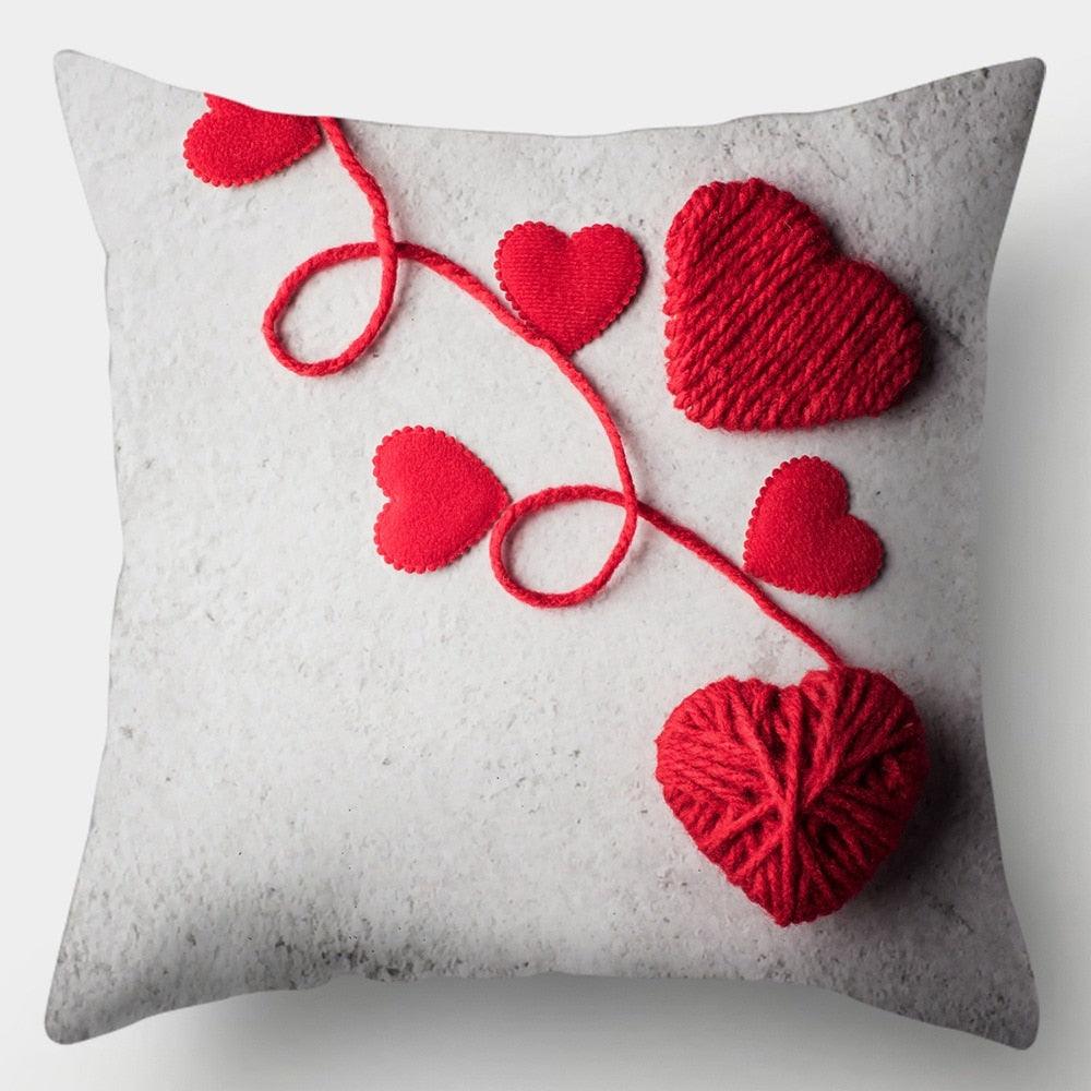 Valentines Day Red Heart And Flowers Pillow Cover Decorative Cushion Case Home Decor Sofa Couch Bedroom Car Flower Pillow Covers Love Pillow Covers Decorative Linen Square Throw Pillow Covers Couple Cushion Cases Home Decor for Sofa Bedroom Car  45x45cm