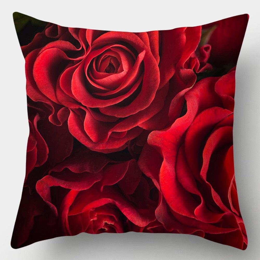 Valentines Day Red Heart And Flowers Pillow Cover Decorative Cushion Case Home Decor Sofa Couch Bedroom Car Flower Pillow Covers Love Pillow Covers Decorative Linen Square Throw Pillow Covers Couple Cushion Cases Home Decor for Sofa Bedroom Car  45x45cm