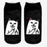 New Cartoon Cat Socks 3D Print Art Funny Socks Women Cute Low Cut Ankle Socks Made o Pure Cotton Short Socks Trending Fashion Short Ankle Socks For Men And Women