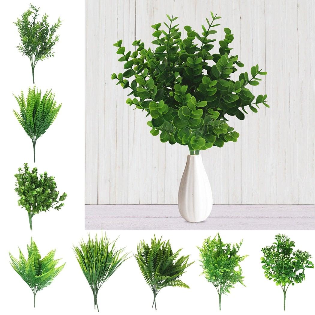 New Artificial Shrubs Boston Fern Grass Fake Green Bushes Indoor Outdoor UV Resistant Indoor Outside For Home Garden Porch Window Décor