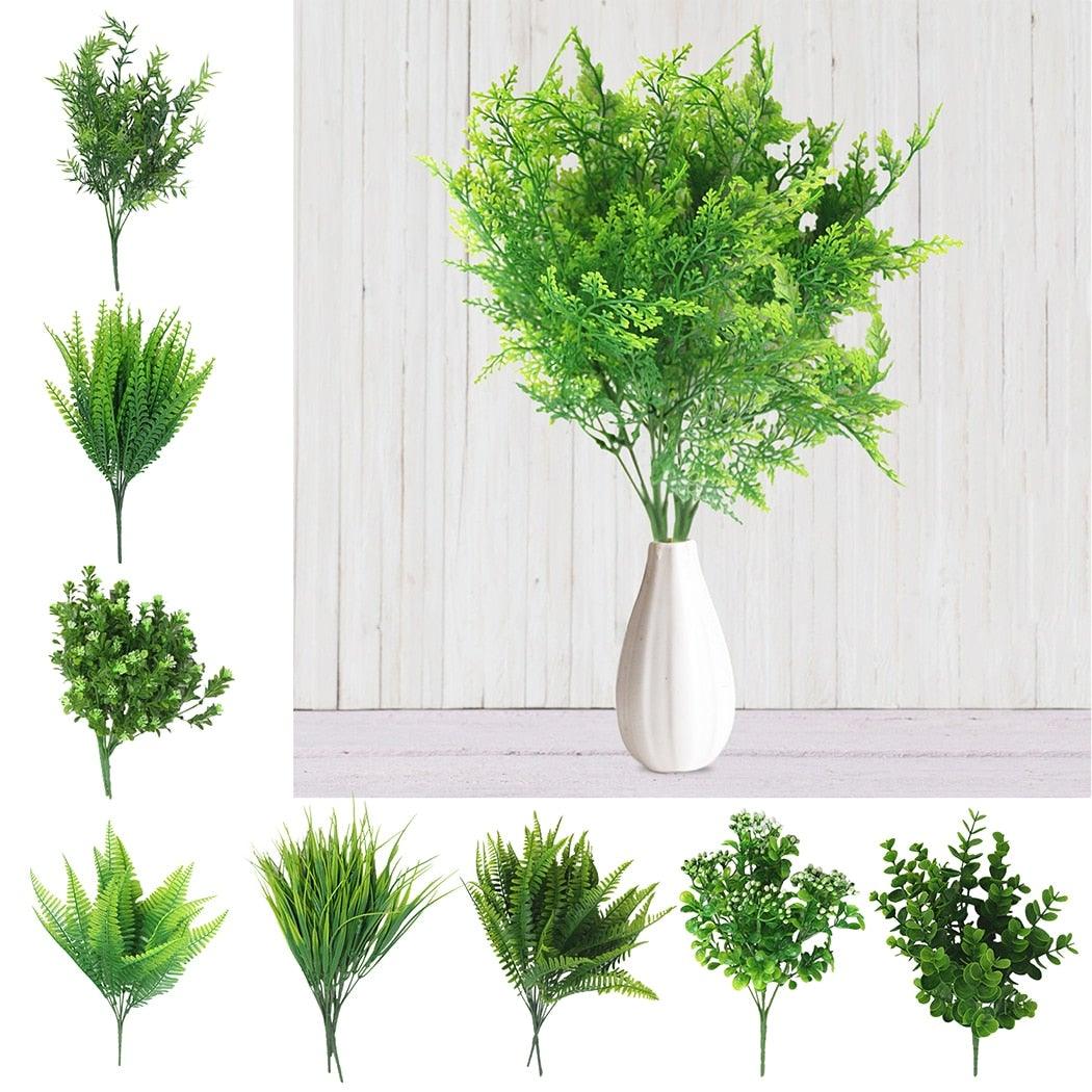 New Artificial Shrubs Boston Fern Grass Fake Green Bushes Indoor Outdoor UV Resistant Indoor Outside For Home Garden Porch Window Décor