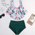 Women High Waist Bikini Plus Size Swimwear Summer Swimsuit Beach Bathing Suit Ruffle Bikini  Floral Printed Ruffle High Waist Bikini Set Women's Tummy Control Bathing Suit Swimsuit Flounce Peplum