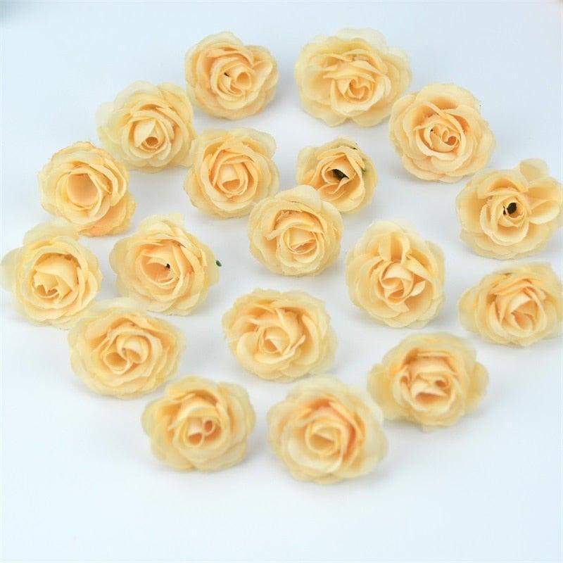 10/50/100pcs 2.5cm Mini Silk Fake Flower Heads Artificial Rose Flower For Crafts Wedding Party Home Decoration Accessories