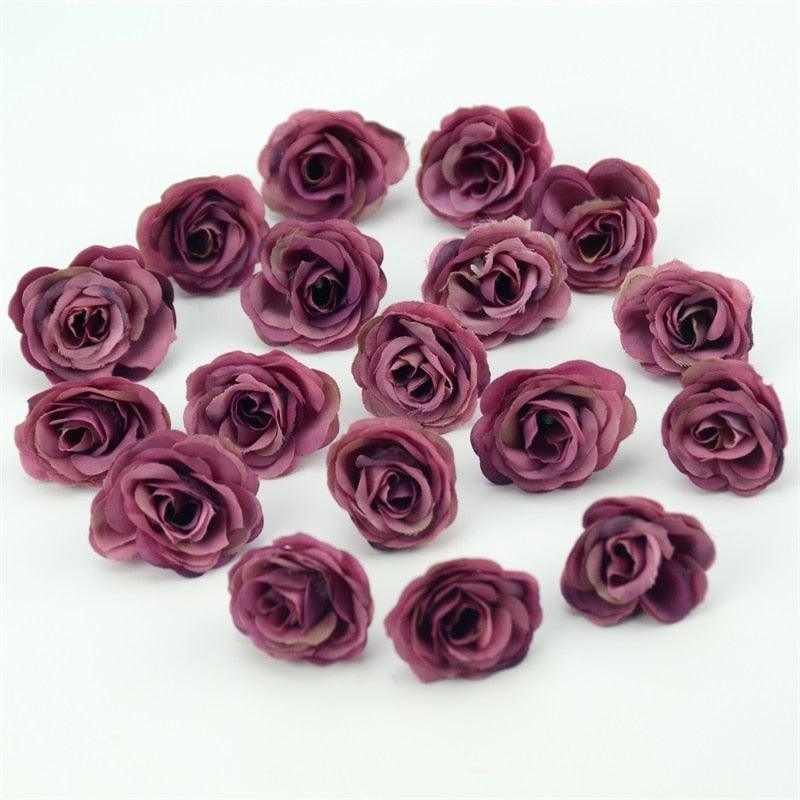 10/50/100pcs 2.5cm Mini Silk Fake Flower Heads Artificial Rose Flower For Crafts Wedding Party Home Decoration Accessories