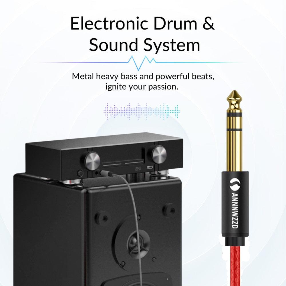 Balanced Signal 6.35mm 1/4 Inch Stereo Cable Jack For Guitar Amplifier Keyboard Professional Instrument Speaker - STEVVEX Cable - 220, 65.35MM stereo cable, 90 degree right angle aux, adapter, amplifier, aux cable for amplifier, aux cable for keyboard, aux cable for speaker, cable, cable jack, cable jack for guitar', cables, durability guaranteed, durable adapter, guitar, keyboard, SUSTAINABILITY, sustainability guaranteed - Stevvex.com