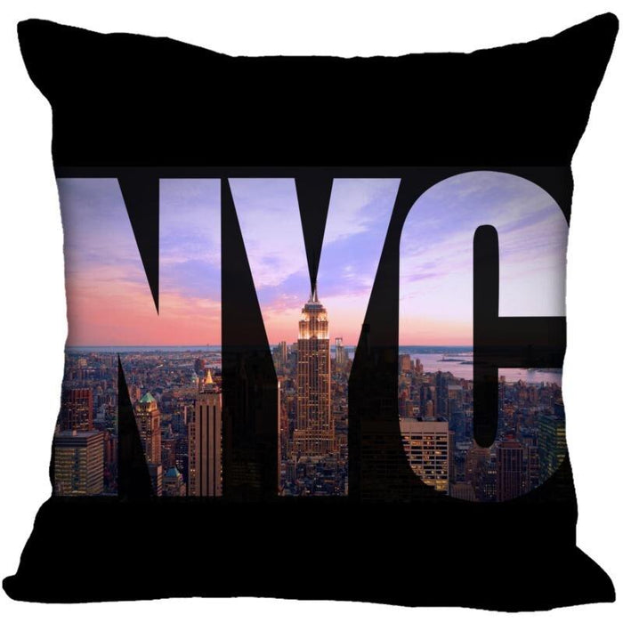 New York Pillow Cover Square Cushion Cover Christmas Zippered Pillow Case for Sofa Bed Home Decor 40*40cm,45*45cm(One Side)