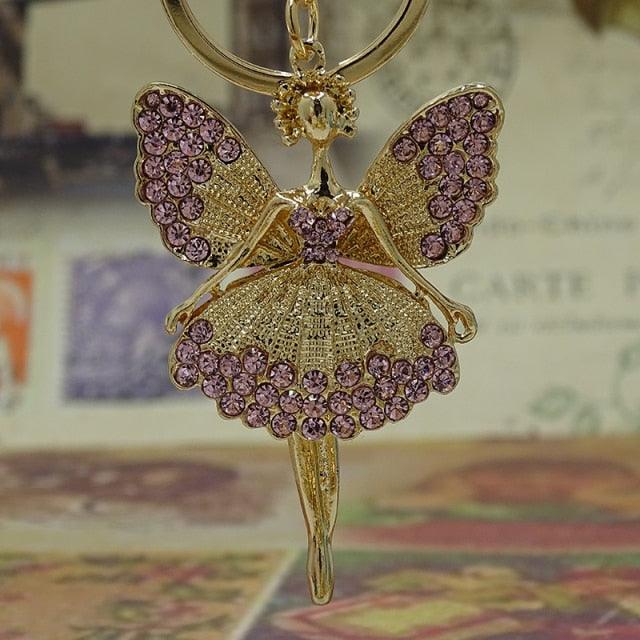 Creative Jewelry Pendant Key Ring Alloy Rhinestone Butterfly Fairy Key Ring Handbag Pendant Car Key Ring Female Jewelry Gift Butterfly Wing Fairy Keychain Rhinestone Dancing Ballet Car Keychain