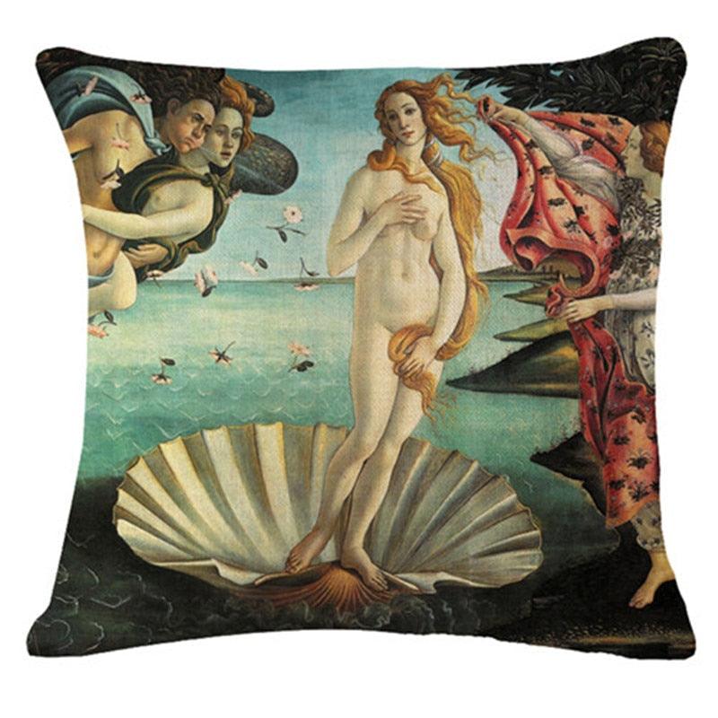 Art Renaissance Print Cushion Cover Throw Pillow Cover Home Decorative Cushion Case Beautiful Painting Art Pillow Case Home Decorative Sofa Car Chair Throw Pillow Case 45x45CM