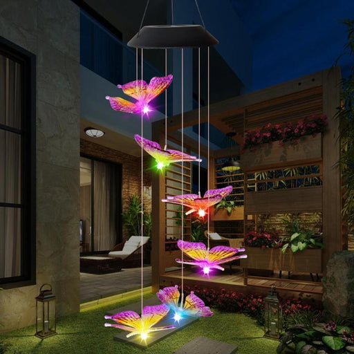 LED Solar Wind Chimes-Butterfly Bells Power Changeable Light Waterproof Colorful  Wind Chime Lamp For Home Outdoor Garden Yard Decoration Birthday Gifts For Mom Hanging Decorative Romantic Patio Lights  Yard Garden Home Party