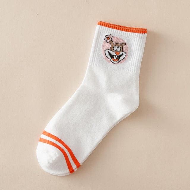 Kawaii Women Animals Cartoon Tube Socks Cute Egg Rabbit Panther Cotton Long Socks Female and Ladies Pink Milk White Short Ankle Socks For Women