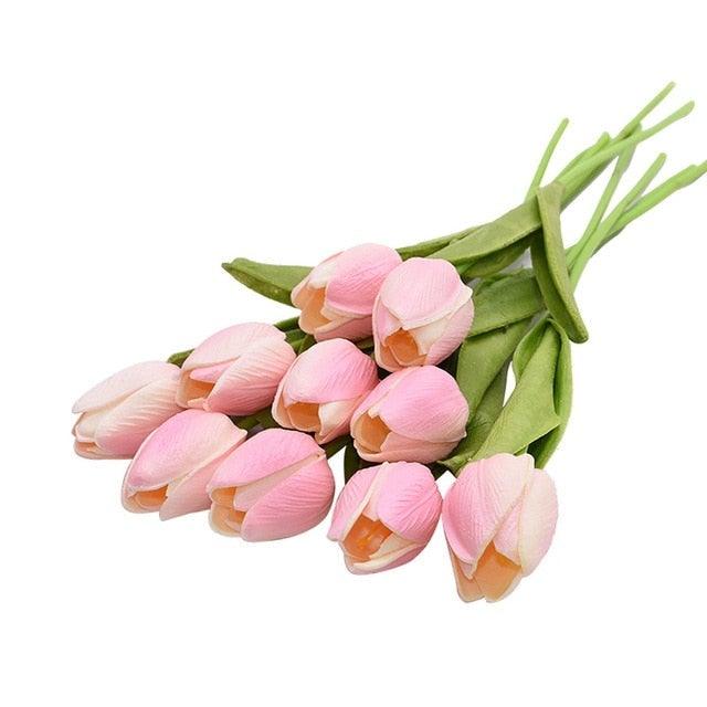 10PCS PU Fake Tulips Real Touch beautiful and Eligant Flower Real Touch Bouquet For Wedding Decoration Flowers Home Garden Decor