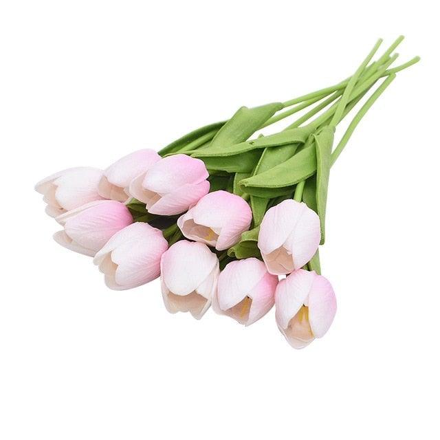 10PCS PU Fake Tulips Real Touch beautiful and Eligant Flower Real Touch Bouquet For Wedding Decoration Flowers Home Garden Decor