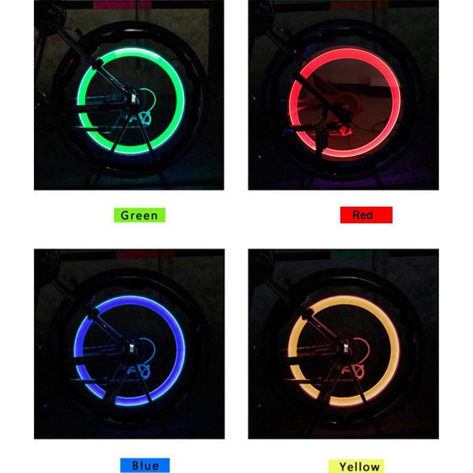 Bike Light Road Bike LED Tire Valve Caps Wheel Spokes Flash Tyre Wheel Valve Stem Cap Light For Car Bike Bicycle Motorcycle Automatic Wheel Spoke Light Tire Lights Lamp Bulb Car Accessories For Riding At Night