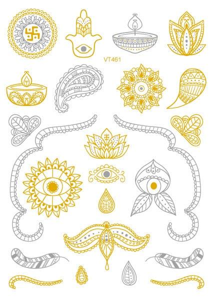 Luxury Metallic Temporary Tattoo Gold Silver Flower Sticker Long Lasting Gold Design For Womens - STEVVEX Beauty - 103, 3D Tattoo, Arm Tattoo, Beauty, Big Flowers Tattoo, Big Tattoo, Body Tattoo, Colorful Tattoo, Crystal Tattoo, Fashion Tattoo, Girls Tattoo, Glitter Tattoo, Gold Tattoo, Leg Tattoo, Luxury Tattoo, Stylish Tattoo, Tattoo, Waterproof Tattoo, Wedding Tattoo, Women Tattoo, Womens Tattoo - Stevvex.com